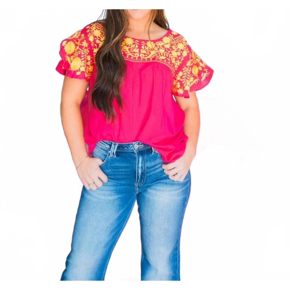 NEW LAYERZ CLOTHING rose short sleeve top - plus in pink